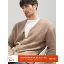 LEZORA winter sun suede feel light and ultra warm wool raccoon giant V collar knit cardigan