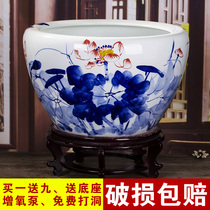 Jingdezhen Ceramic Fish Tank Special size fish fish basin Living room Sleeping Bowl lotus Creativity Gold Fish Tank Lotus Flower Turtle-Vat Flower Pot