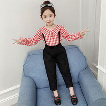 Girls back pants autumn suit 2021 New Tide bombing street Net Red foreign gas summer clothes in the big Children Spring and Autumn two sets