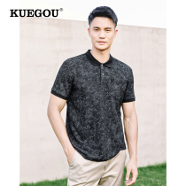 Special price] Summer boys half sleeve wash personality POLO shirt male short sleeve tie black T-shirt coat 55007