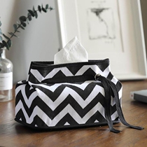 Nordic black and white striped living room fabric tissue box minimal pumping towel box Creative