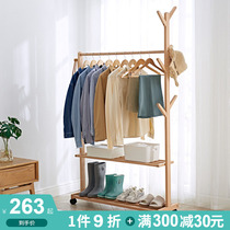 Solid wood hanger Coat rack Floor porch clothes rack Bedroom hanger removable household multifunctional tree