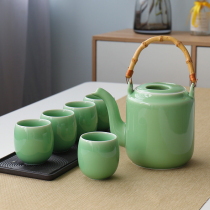 Teapot Household Large Capacity Large Capacity Large Number Bamboo Handle Tiliang Pot Ceramic Cup One Pot Six Cups Cool Cold Water Single Pot Suit