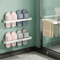 Punch-free bathroom slipper rack Bathroom wall-mounted storage artifact Toilet shoe drain rack Wall shelf