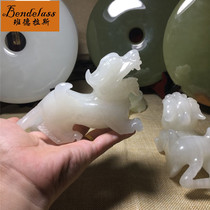 Banderas natural jade a pair of white ice Jade feng shui office study ornaments business gifts