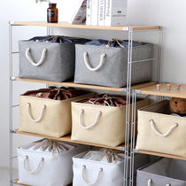 Cotton linen fabric clothing basket foldable dormitory wardrobe corset mouth large storage basket box finishing box household artifact