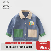 Rabbi tree boy coat 2021 Autumn New Baby foreign style lapel overcoat childrens casual clothes