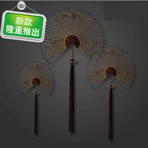 New Chinese wall decoration fan Wall decoration pendant Wrought iron wall decoration Living room entrance Dining room wall decoration f