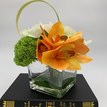 Orange Green finished simulation floral finished set Hong Kong style modern coffee table elegant table flower home decoration fake flower