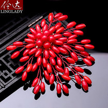 Lingda Europe and the United States exaggerated personality brooch high-end red ethnic style corsage summer pin female pen note