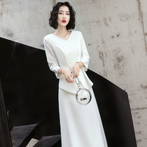 Evening dress Women summer high-end white temperament luxury big-name party dress can usually wear skirts for weddings