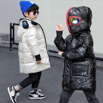  Belan Senma childrens down jacket glasses masked clothing winter clothing shiny middle and large boys medium and long thick and warm