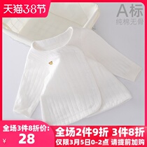  Newborn baby baby oblique placket underwear pure cotton spring and autumn hollow jacquard single autumn coat bottoming thin long-sleeved top