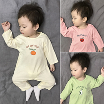 Newborn baby clothes spring and autumn thin long sleeve 0 foreign air Korean version of climbing clothes Net Red 6 cute baby jumpsuit
