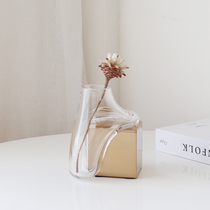 WULIHOME Stream water glass vase Abstract flowing metal flower-flower-like board room table swing piece