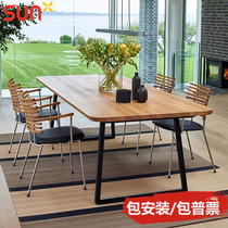 Simply Nordic desk American solid wood table long table easy iron table loft negotiating table table workbench