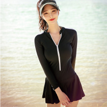 Swimsuit female Korean ins thin belly cover conjoined conservative hot spring split skirt long sleeve sunscreen surfing swimsuit