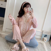 Upscale gold velvet pyjamas womens autumn and winter long sleeves lace gown in the spring and autumn style The sexy insos are in two sets