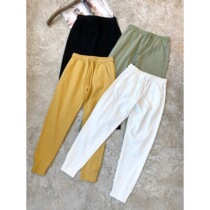 Early spring new thin legs high waist straight pants womens nine points 2021 vertical smooth casual tapered pants