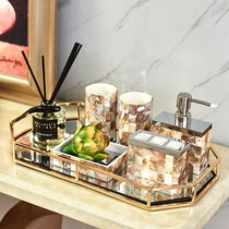 Natural flower shell Metal bathroom home decoration decoration European American home model room Gargle cup set