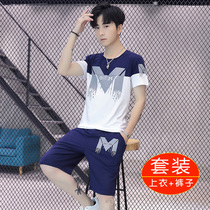 Youth summer leisure suit male trend Joker middle school students with handsome running sportswear short sleeve clothes