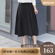 MsShe large size womens 2021 new spring dress fat sister retro horse buckle half body pleated A dress