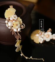 Headwear hairclip top clip hairpin ginkgo leaf hair trim edge clip side tassel pearl shell flower Joker fashion