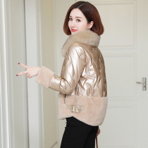 Zqqz sheared wool coat women's short fox fur collar down jacket 2021 new wool fur coat D296