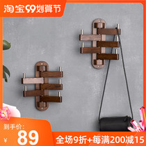 Solid wood coat rack Nordic bedroom wall hanging clothes rack Oak living room creative hanging bag rack porch rotating clothes rack