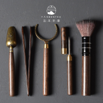 Word bento tea path 6 gentlemens suit Gongfu tea accessories tea making tool copper tea then tea fork cup clamp Puer tea