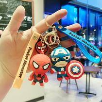 Spider-Man American Captain Personality Creative Couple Key Buttons Male And Female Cute Chain Steel Man Paparazzi Bag Pendant