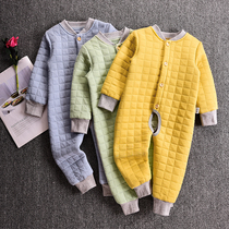 Haobibi baby cotton one-piece clothes baby warm ha clothes open crotch childrens pajamas cotton autumn and winter large size