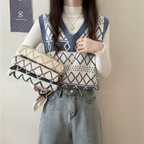 2021 Spring and autumn new ladies trendy fashion design sensation small crowdwear vest knit waistcoat for autumn and winter horse