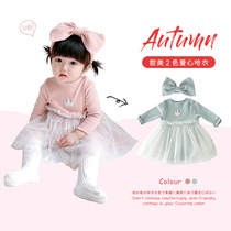 Korean baby princess dress spring and autumn girl baby dress full moon 100 days dress autumn 1 Hundred Day banquet 2 year old dress