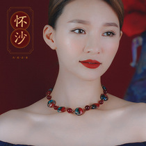 High-grade sense necklace niche handmade original design glass temperament pendant female wild personality Korean version of retro jewelry