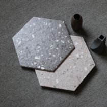 Water-grinding stone tiles 260 * 300 hexagonal brick patio grey antique brick balcony bathroom hexagonal non-slip floor tiles