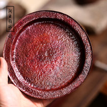 Yun Ya play new Japanese style handmade hammer eye pattern purple copper tea plate fruit plate dry bubble plate pot support tea tray tea set