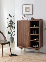 Nordic Black Walnuts Wood Shoe Cabinet Modern Minima Pure Solid Wood Domestic Doorway Xuan Guan Cabinet Light Extravagant and large capacity lockers