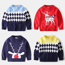 Korean childrens knitwear Female baby double-layer pullover sweater tide spring and autumn new childrens clothing boys sweater foreign style