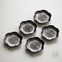 See the right pure tin tea tray heat insulation pad hand-carved Wensito Cup kung fu tea cup mat tea props spare parts