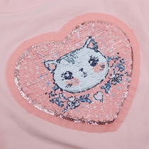 Scaly top Sequin child girl 100-150 flip sequin Unicorn Cat Pure cotton short-sleeved T