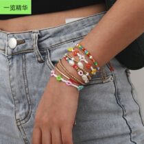 Fashion Bohemian bracelet set rice beads hand string woman