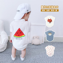 Baby Conjoined Clothing Tide Outwear Male Baby Summer Clothing Summer Triangle Harater Watermelon Gauze Bag Fartsuit Out of clothing