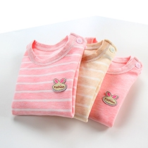 Colored cotton children's T-shirt cotton long sleeve boys and girls thick autumn clothes baby children cotton bottoming shirt round neck jacket