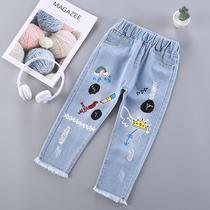 2019 female childrens jeans thin children Spring and Autumn 1-2-3 two-year-old childrens single 4 to 5 weeks female treasure