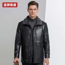 Leather and hair men 2021 Winter new middle-aged mens winter coat plus velvet thick dad leather jacket