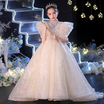 Childrens tailing dress flower girl princess dress puffy gauze foreign show host childrens high-end piano playing clothes