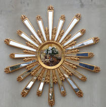 European-style porch mirror American decorative mirror KTV bar living room table wall-mounted mirror fireplace mirror Sun shape mirror