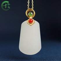 And Tian Yugoat Grease White Jade Green without a Hanging Pendant Womans S925 silver inlaid jade pendant jade necklace