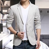 Mens small suit Korean slim-fit jacket Youth free hot sand washing single western casual top 2021 spring and autumn suit men